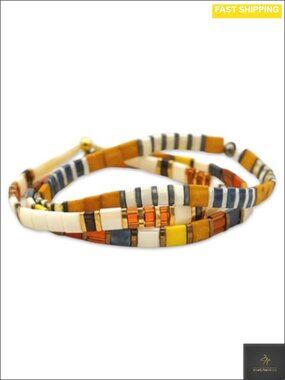 Stretch Beaded Bracelet Glass Beads Waterproof Handmade for Layering